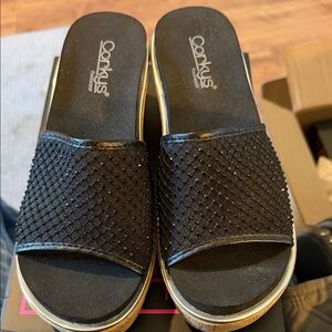 Corkys Black Textured Mules